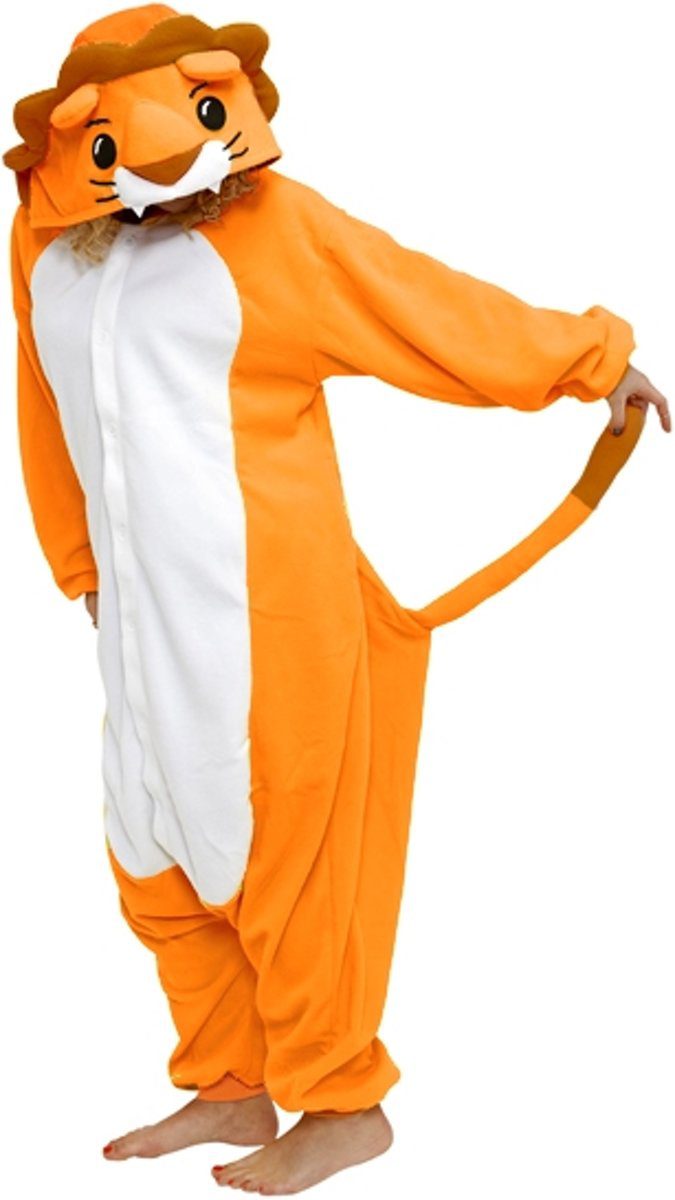 KIMU Onesie oranje leeuw pak Holland EK WK kostuum – maat S-M – leeuwenpak jumpsuit huispak festival - Afbeelding 2