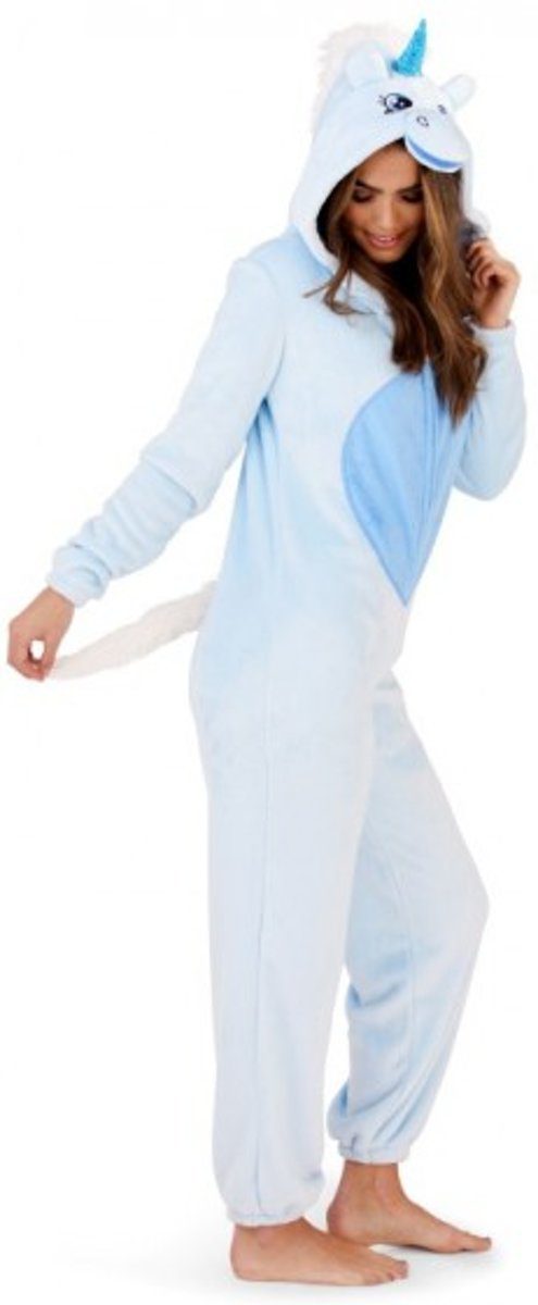 Onesie, Jumpsuit, “Unicorn” Blauw design hooded super soft