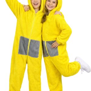 JOYAKIDS® Tele Onesie Laa Kinderen | Carnavalskleding Jongen & Meisje | Verkleedkleren Meisjes Jongens | Geel Verkleedkostuum Kids | Laa | Tubbie Kostuum Kind | Carnaval kleding | Verkleedkleding | Verkleed als La La | Groepskostuum | Maat 110