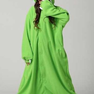 KIMU Onesie Groen Monstertje Pak – Maat S-M – 158 164 Monster Kostuum Alien Monsterpak Monsters Volwassenen Dames Heren Fleece Mike Huispak Carnaval Carnavalspak