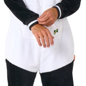 OppoSuits Panda Onesie – Unisex – Panda Fleece Jumpsuit – Carnavalskleding – Dieren Verkleedpak Voor Dames & Heren – Zwart/Wit – 2XL